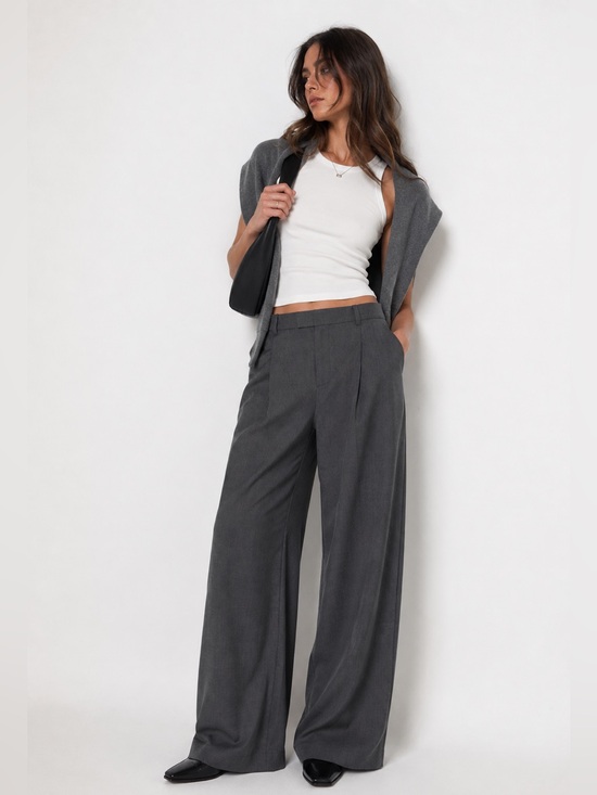 Uniqlo Pants - Uniqlo Grey High Rise Pleated Wide Leg Dress Pants Smart Stylish Basic Office